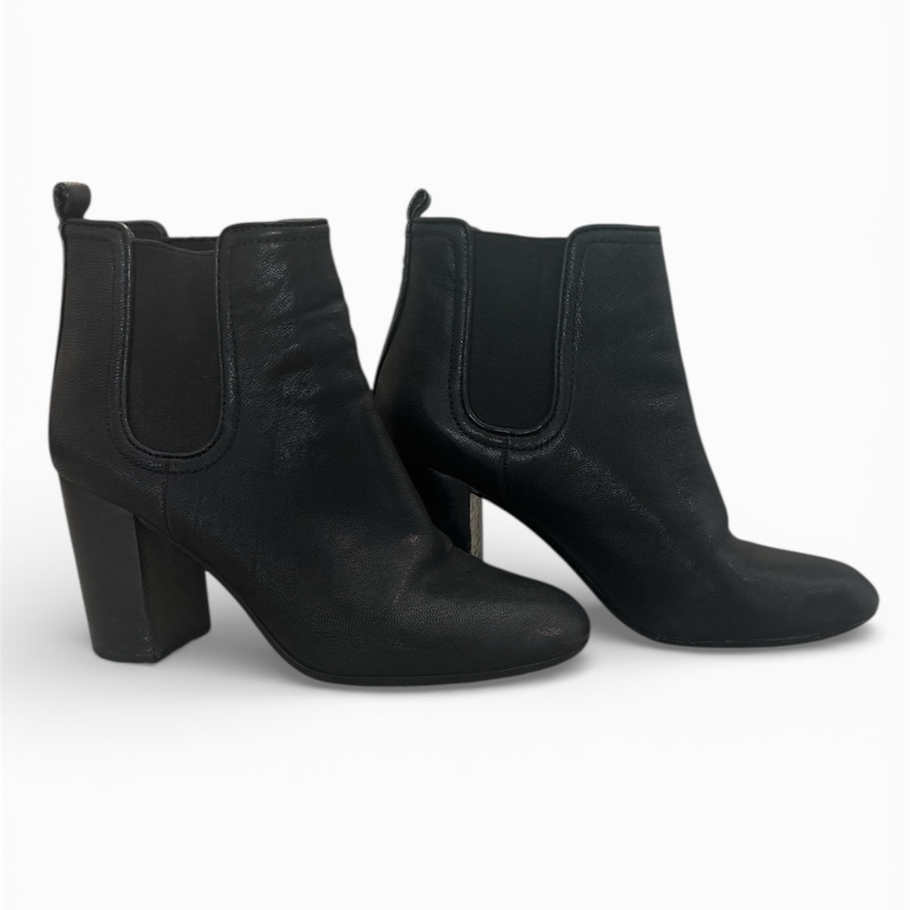 TORY BURCH BLACK LEATHER ANKLE BOOTIE BOOTS SIZE 7.5 M